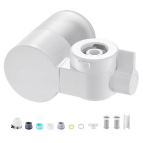 Faucet Mount Water Filter, Horizontal Water Purifier for Sink Tap, Carbon Fiber Filter, Removes Chlorine Lead with 3 Filters