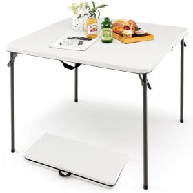 Folding Camping Table with HDPE Tabletop and Rustproof Steel Frame (Color: White)
