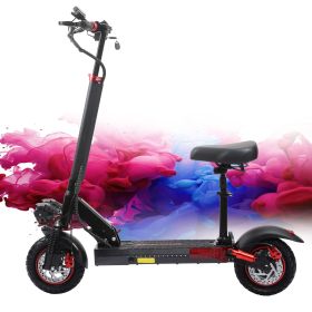 WHOSU 800W/1200W Off-road Electric Scooter with Seat, 10''/11'' Off-road Tires, 48V 21Ah Battery, Dual Suspension Commuting E-scooter (Battery: 800W-48V 15Ah)