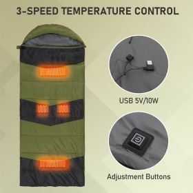 Rectangular Heated Sleeping Bag, Lightweight Sleeping Bag with Multi USB Powered Heating Pads (title: default title)